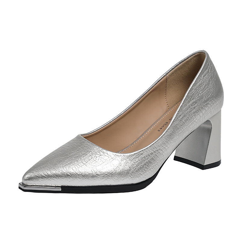 Damen Elegante spitze Pumps mit modischem Blockabsatz EB