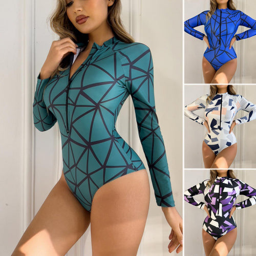 Damen Surfanzug mit geometrischem Design und praktischem Reißverschluss EB