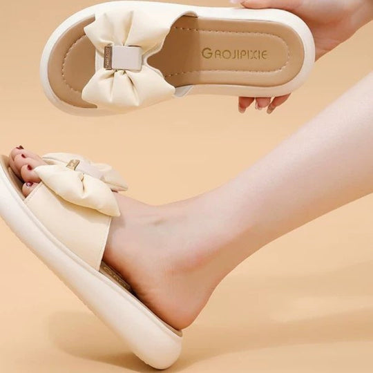 Damen Badesandalen mit dekorativem Schleifendesign und bequemer Sohle EB
