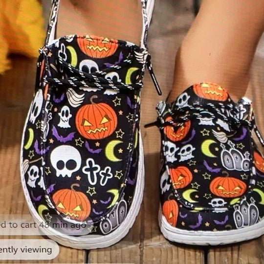 Damen Sneaker mit lustigem Halloween-Motiv und atmungsaktiver Sohle EB