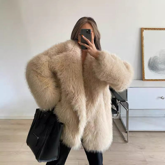Damen Boucle Kunstfelljacke EB