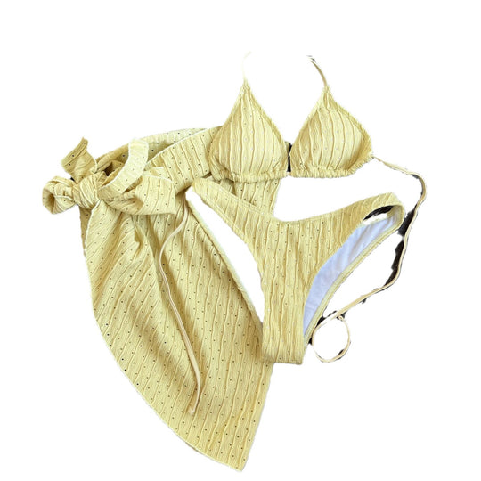 Damen Bikini-Set mit leicht glänzendem Design und verspieltem Wickelrock EB