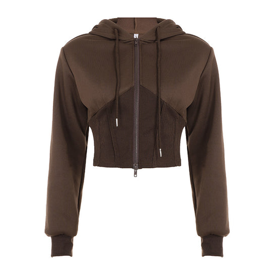 Damen nan taillierte Bomberjacke mit breitem Rippenbund, zwei Schrägtaschen und dekorativen Reißverschluss-Details EB