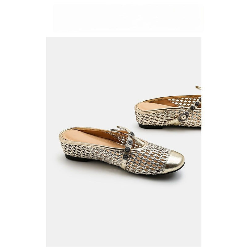 Damen elegante Ballerinas mit transparentem Netzdesign EB