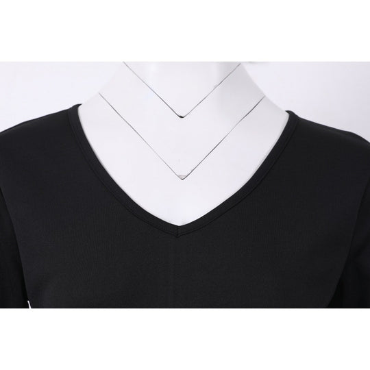 Damen Vintage-inspiriertes Swingkleid mit V-Ausschnitt, Dreiviertelärmeln und voluminösem Tellerrock EB