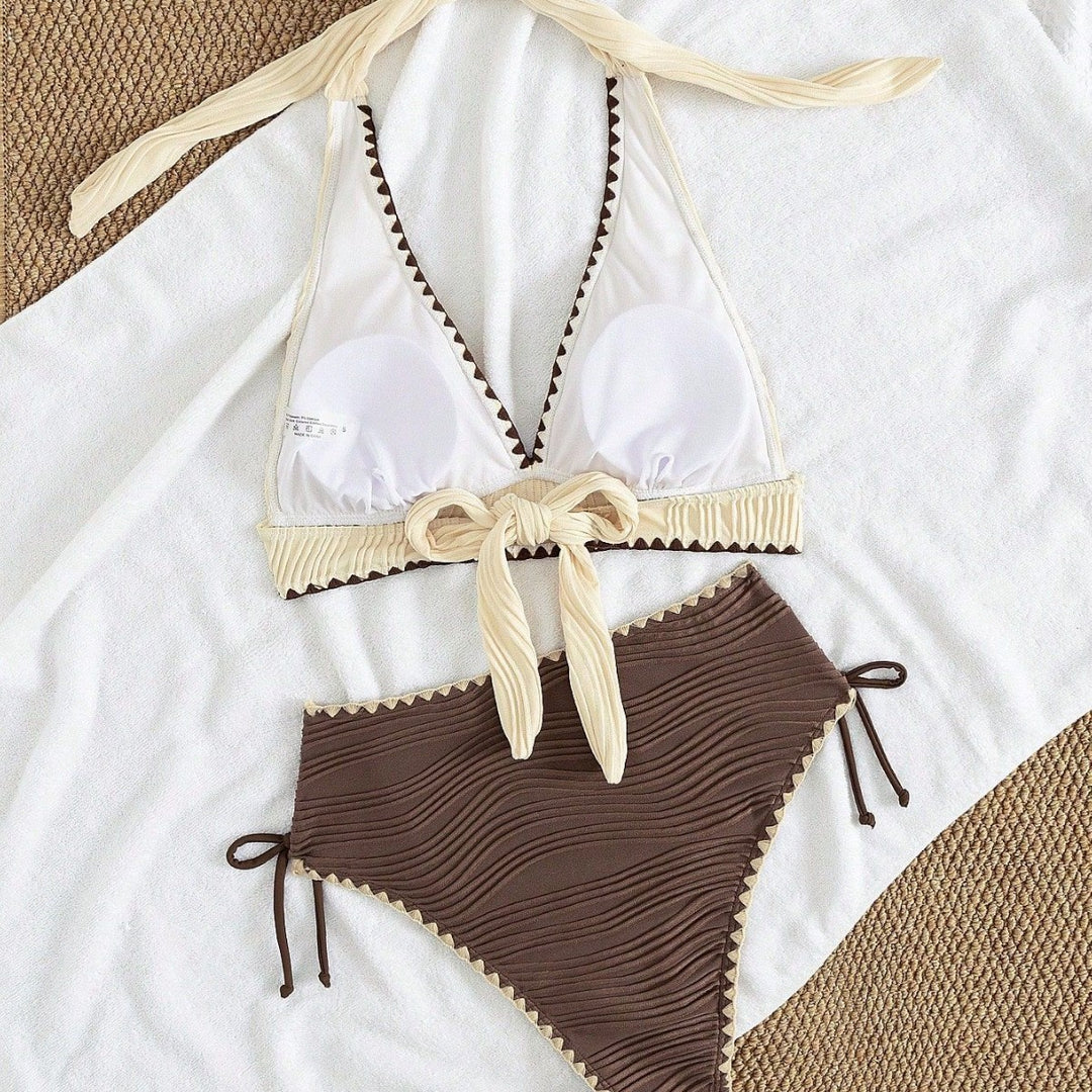 Damen Hochtailliertes Bikini-Set mit Rüschendetails EB