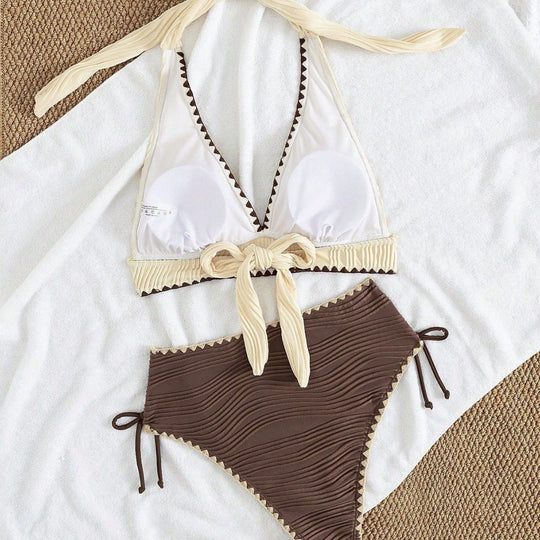 Damen Hochtailliertes Bikini-Set mit Rüschendetails EB
