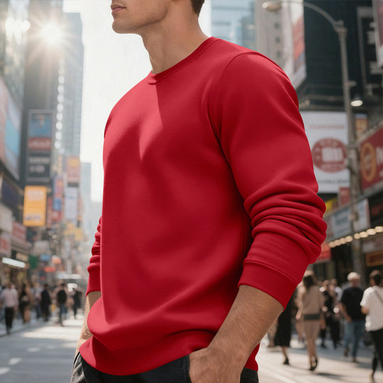 Herren nan weiches Rundhals-Sweatshirt aus Baumwollmix mit gerippten Bündchen und relaxed Fit EB