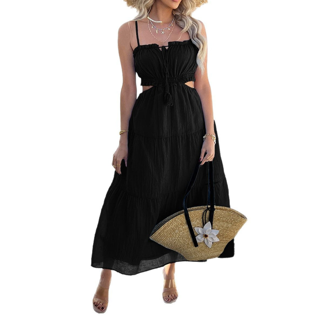 Damen Maxikleid mit elastischer Taille und schulterfreiem Schnitt EB