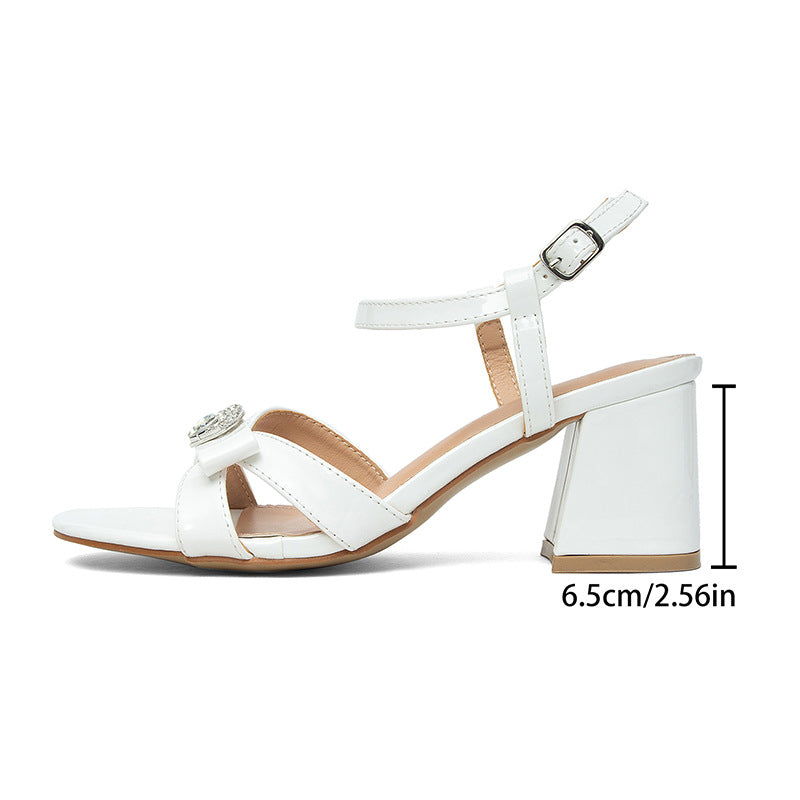 Damen Elegante Sandalen mit Schmuckelementen und komfortablem Blockabsatz EB