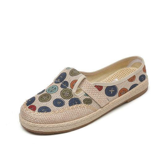 Damen Bequeme Stoffschlüpfschuhe mit buntem Druck EB