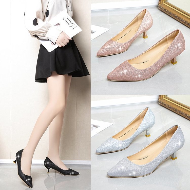 Damen schimmernde Pumps mit elegantem Blockabsatz EB