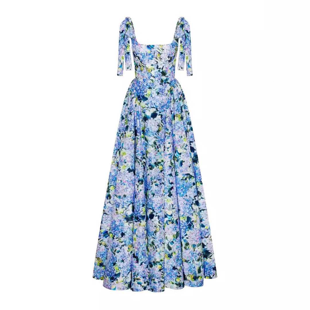 Damen Elegantes Maxikleid mit schulterfreien Trägern und floralem Print EB
