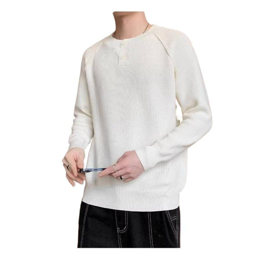 Herren Strickpullover mit umschaltbarem Kragen und hochwertiger Textur EB