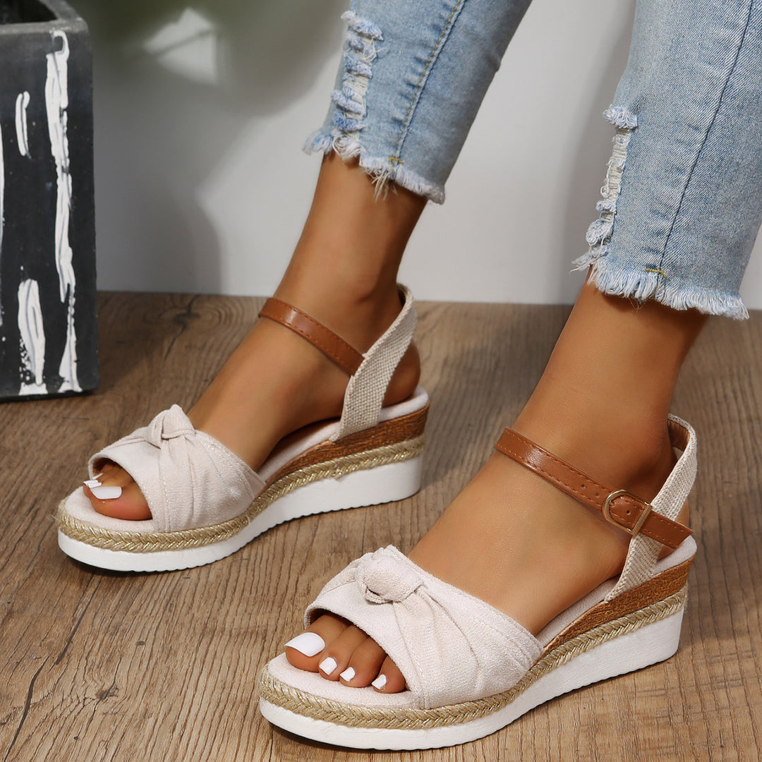 Damen Wedge-Sandalen mit modischem Knoten-Detail EB