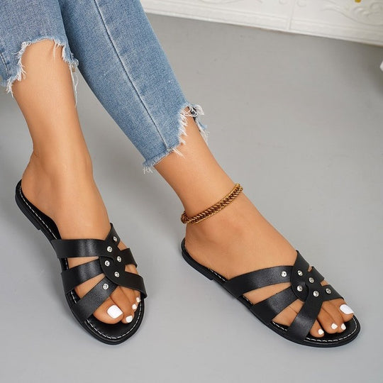 Damen modische Riemchensandalen mit glamourösen Schmuckdetails EB
