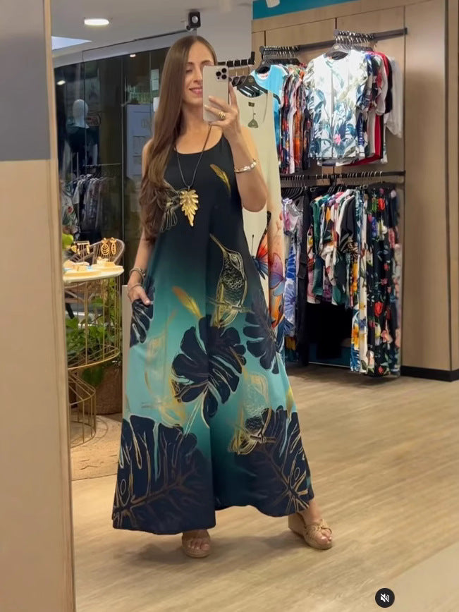 Damen Maxikleid mit floralem Design und fließendem Schnitt EB