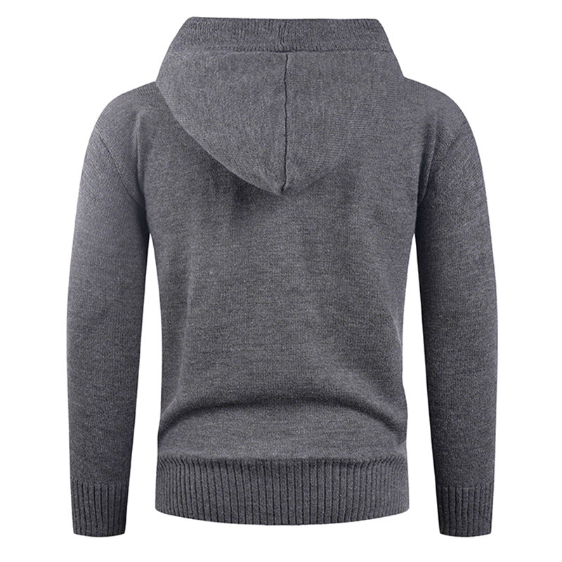 Herren modischer Pullover mit hohem Kragen und funktionalen Knöpfen EB