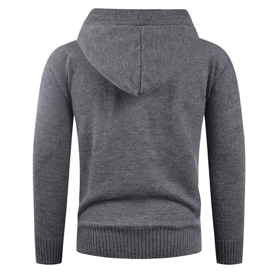 Herren modischer Pullover mit hohem Kragen und funktionalen Knöpfen EB