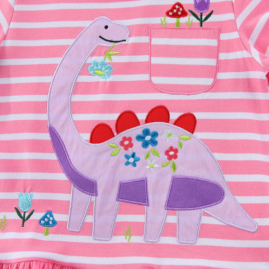 Mädchen Freizeitkleid mit verspieltem Dinosaurier-Motiv und Rüschensaum EB