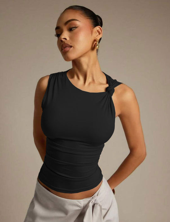 Damen Elegantes Tanktop mit asymmetrischem Design und raffinierten Knotelementen EB