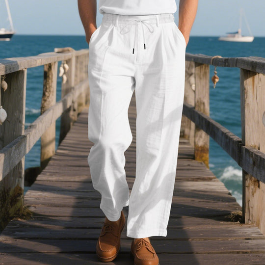 Herren lockere Sommerhose aus leichtem, atmungsaktiven Stoff mit Kordelzug EB