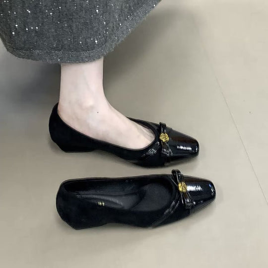Damen elegante Ballerinas mit dekorativer Schleife und komfortablem Fußbett EB