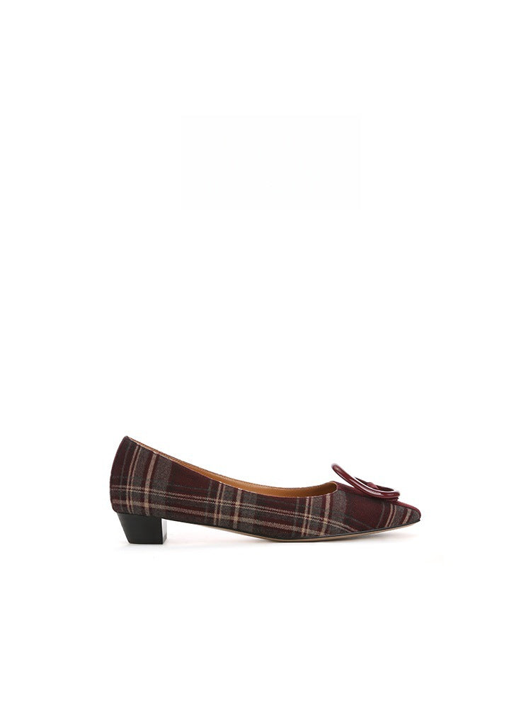 Damen Flache Ballerinas mit modischem Karo-Design und schicker Schnalle EB