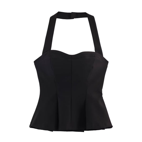 Damen Haltertop mit elegantem Taillenschnitt und feinen Plisseedetails EB