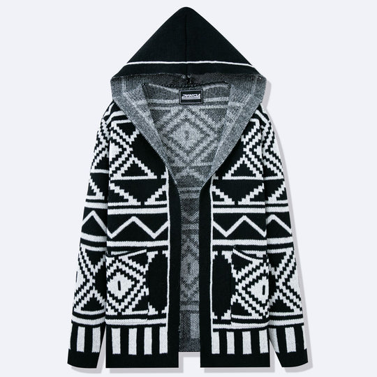 Herren Strickjacke mit kreativem Muster und offener Front EB