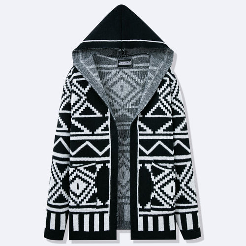 Herren Strickjacke mit kreativem Muster und offener Front EB