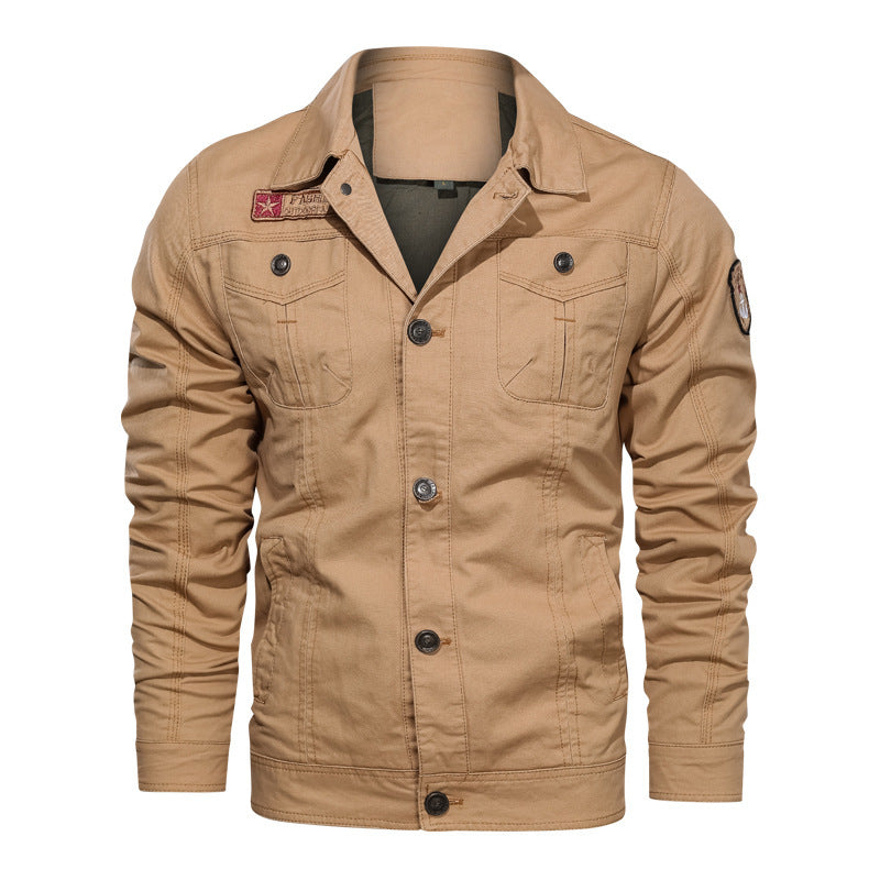 Herren Canvas Overshirt mit militärischer Optik Kontraststeppungen und Brustklappen EB