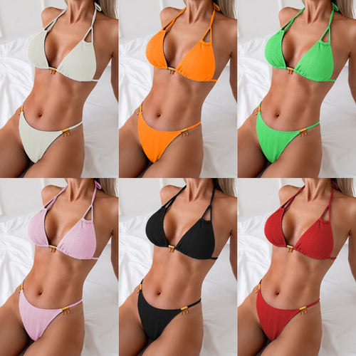 Damen Bikini mit raffinierten Goldakzenten und verstellbaren Trägern EB
