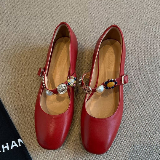 Damen Ballerina-Schuhe mit dekorativer Schnalle und elegantem Design EB