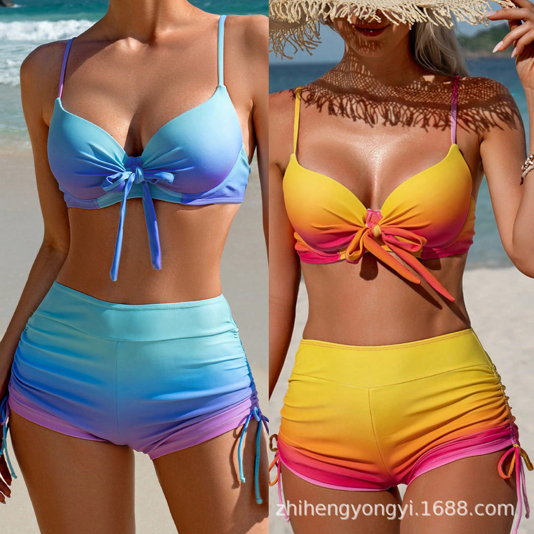 Damen Bikini-Set mit hochwertigem Raffung und Bindegürtel EB