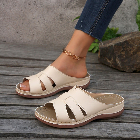 Damen bequeme Clogs mit offenem Zehenbereich und elastischen Bändern EB