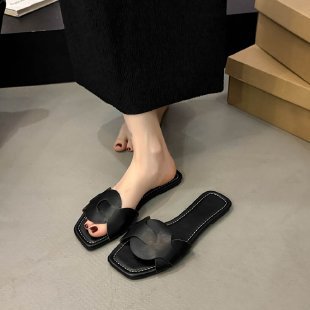 Damen modische Slides mit floraler Applikation EB