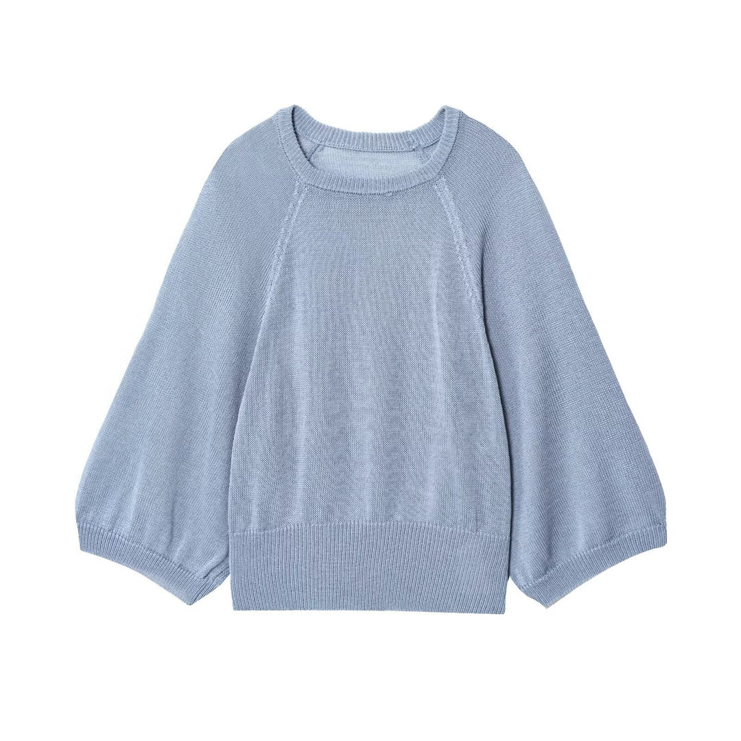 Damen lässiger Pullover mit überschnittenen Ärmeln und Rundhalsausschnitt EB