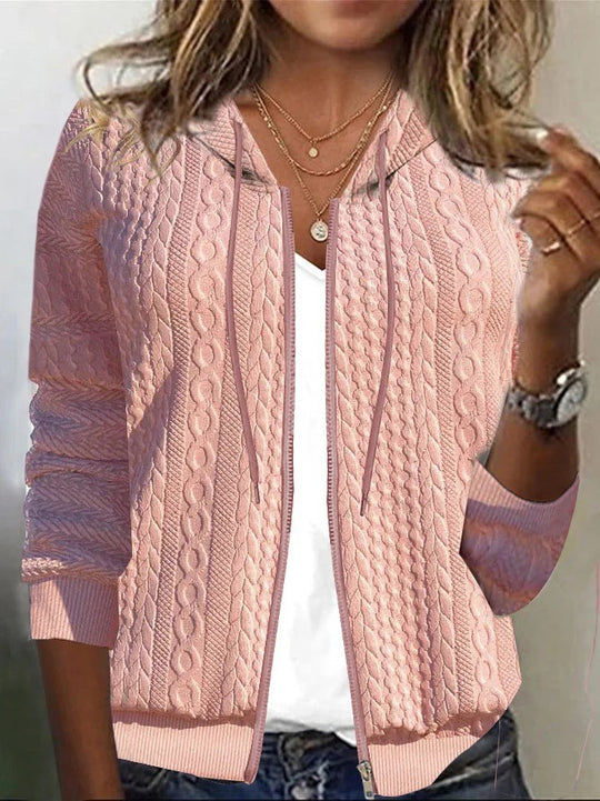 Damen Strickjacke mit Kapuze und schickem Zopfmuster EB