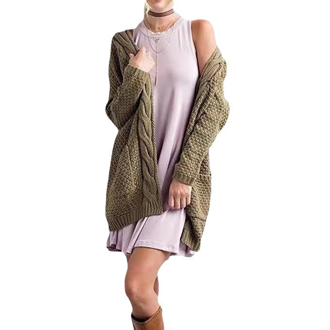 Damen Luftiger Strickcardigan mit offenen Taschen und lässigem Schnitt EB