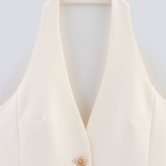 Damen elegante Blazer-Weste ohne Ärmel EB