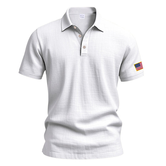 Herren Poloshirt mit strukturiertem Design und Kontrastknopf EB