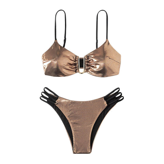 Damen Hochglanz Bikini mit raffiniertem Knoten-Design EB