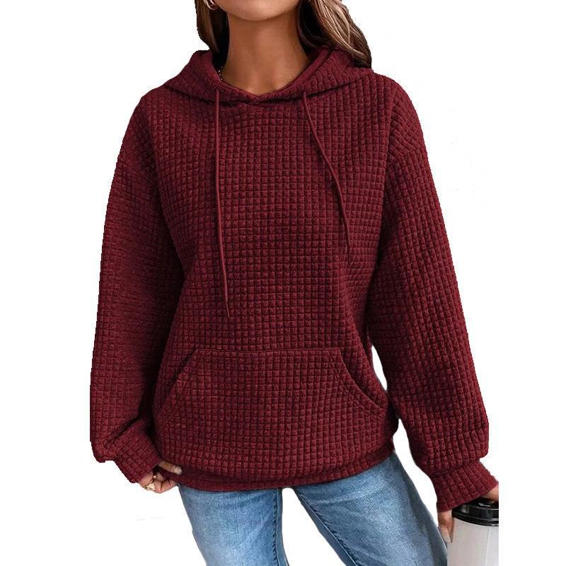 Damen lässiger Hoodie mit strukturierter Oberfläche und praktischer Kängurutasche EB