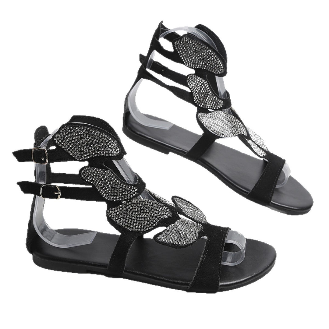 Damen elegante Sandalen mit funkelnden Strassapplikationen und modernem Riemendesign EB