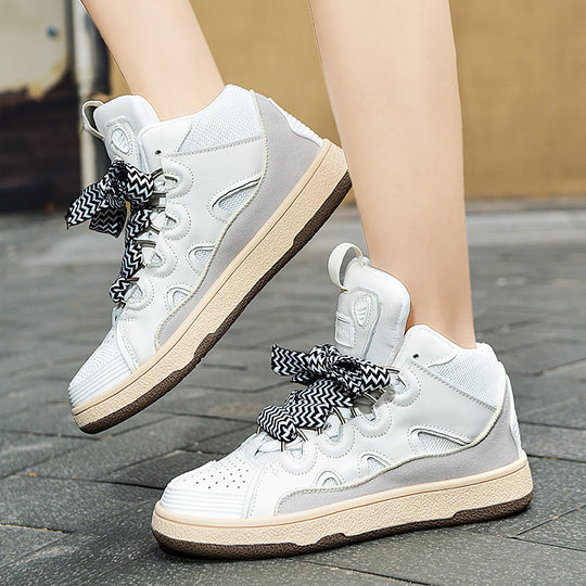 Damen Sportliche High-Top Sneakers mit innovativem Mehrfarbigem Schnürsystem EB