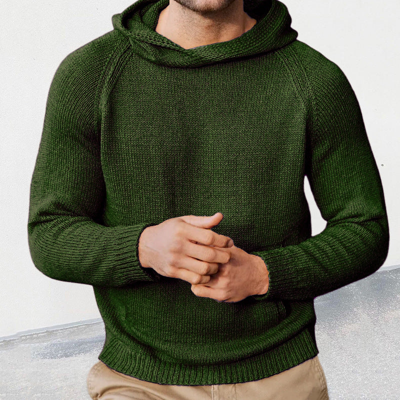 Herren Strickpullover mit Kapuze und feiner Maschenstruktur EB