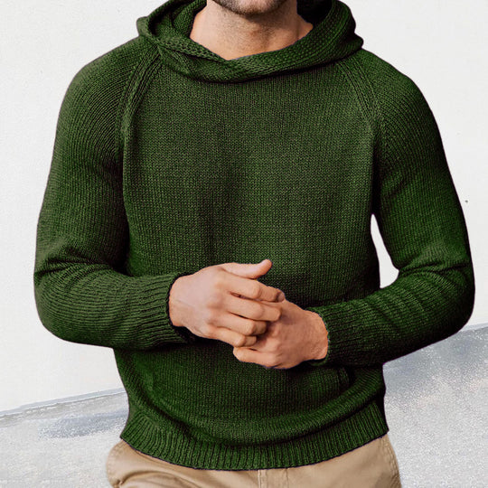 Herren Strickpullover mit Kapuze und feiner Maschenstruktur EB