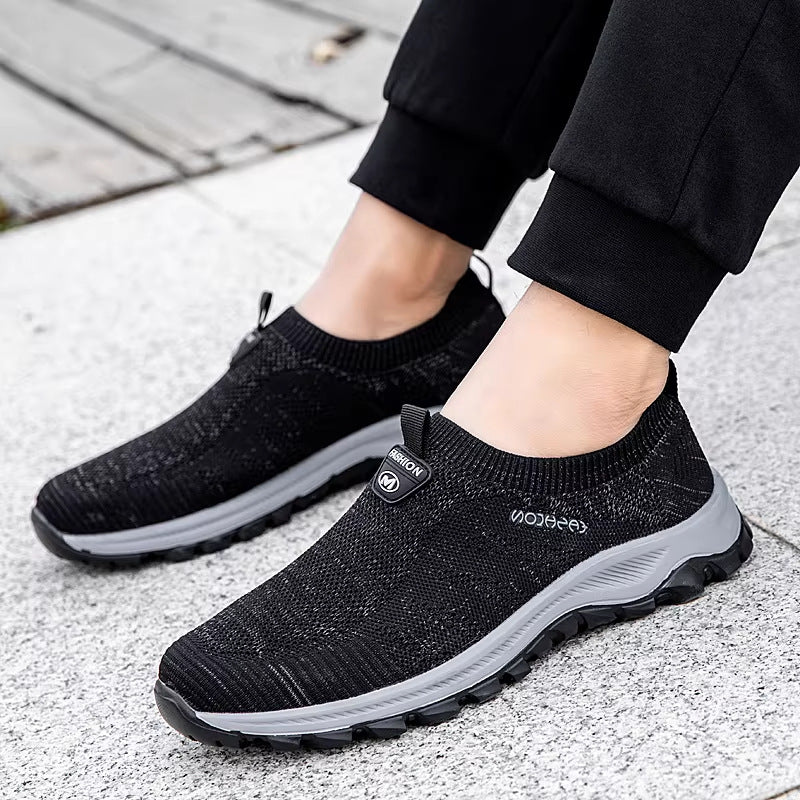Damen Relaxed Slip-On Sneakers mit atmungsaktivem Strickoberteil und rutschfester Sohle EB