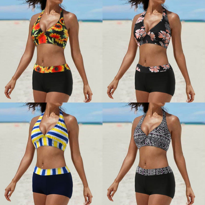 Damen Sportlicher Bikini mit hoch geschnittenem Unterteil EB
